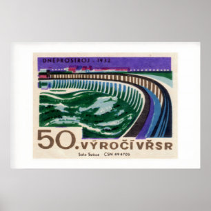 Poster Cena Vintage Paisagem do Rio Caixa de Fósforos Vin