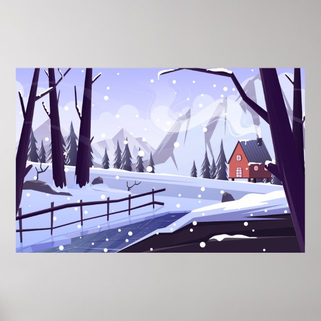 Poster Cenário ao ar livre do inverno (Frente)
