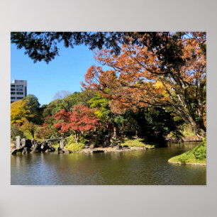 Poster Cenário Colorido de Árvores no Jardim Japonês