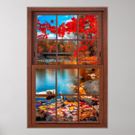 Póster Cenário da Janela de Imagens do Outono - Ilusão