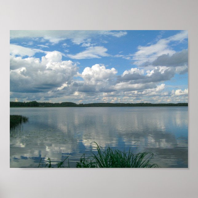 Poster Cenário da Natureza Paisagem Lago Nuvem Belarus Po (Frente)