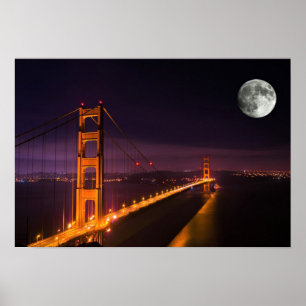 Poster Cenário da noite de golden gate bridge San