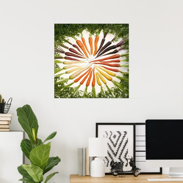 Poster Cenário de Cenouras Multicoloridas em Formato Quad (Escritório em casa)