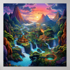Poster Cenário de fantasia colorida da natureza