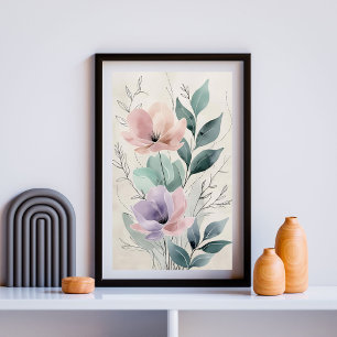 Poster Cenário de Flores de Lavanda e Bege II Botânica
