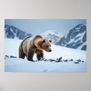 Poster Cenário de inverno do Urso Castanho