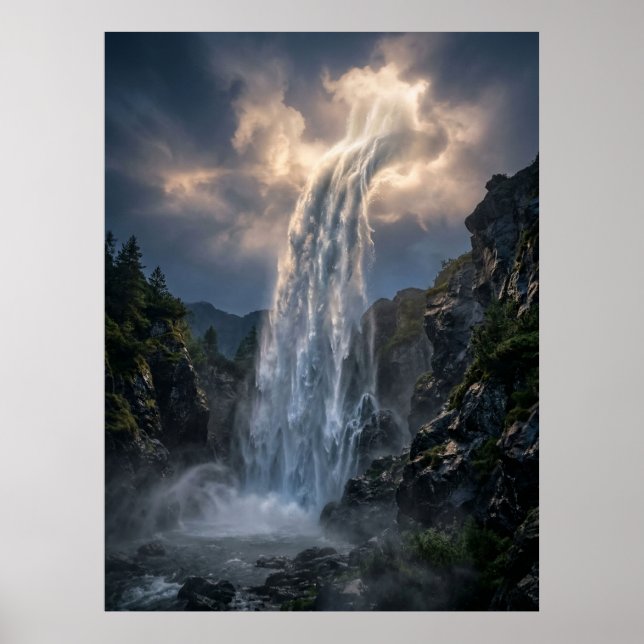 Poster Cenário de Luz da Cachoeira Celestial (Frente)