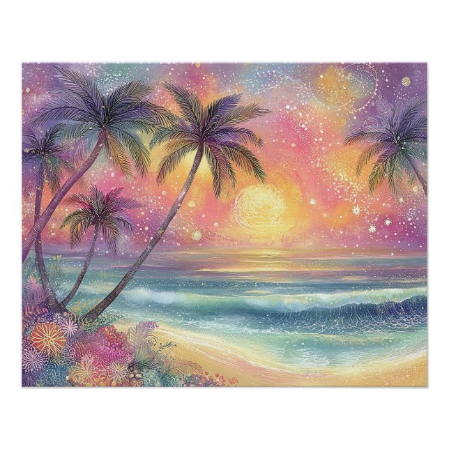 Póster Cenário de praia tropical sonhador (Frente)