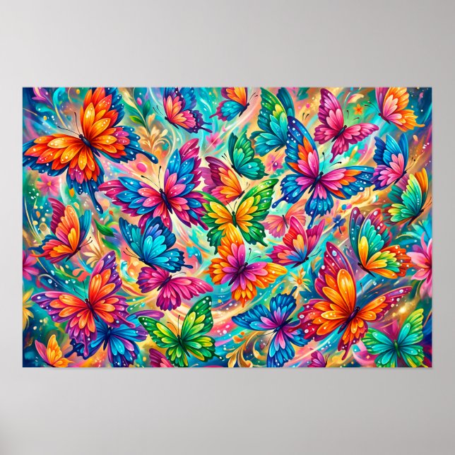 Poster Cenário de Sonho de Borboleta Vibrante – Boho Trop (Frente)