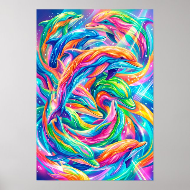 Poster Cenário de Sonho de Golfinho Vibrante – Boho Psico (Frente)