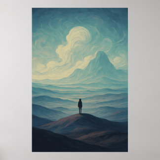 Poster Cenário de Sonho Imersivo de Solidão | Montanha Su