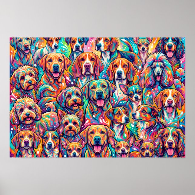 Poster Cenário de Sonhos de Cachorro Vibrante – Boho Psic (Frente)