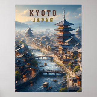Poster Cenário de Viagem Antigo de Quioto Japão