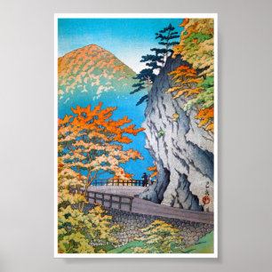 Póster Cenário japonês oriental legal da montanha do