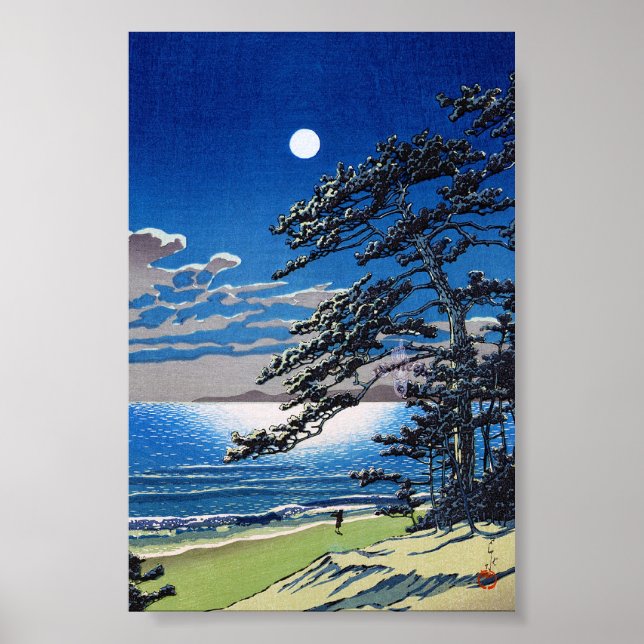 Póster cenário legal da noite da lua japonesa (Frente)