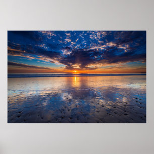 Poster Cenário marinho dramático, pôr do sol, CA