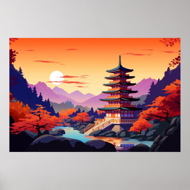 Poster Cenário Panorâmico Oriental Natureza (Frente)