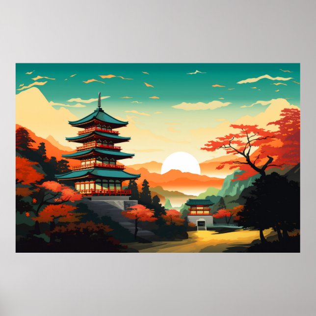 Poster Cenário Panorâmico Oriental Natureza (Frente)