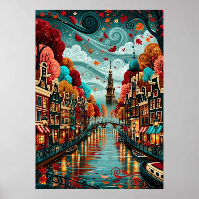 Poster Cenário Psíquico da Cidade dos Canais de Amsterdã (Frente)