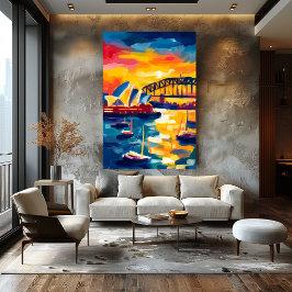 Poster Cenário urbano Fauvista de Sydney – Porto da Casa 