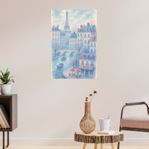 Poster Cenas caprichosas de Paris em aquarela