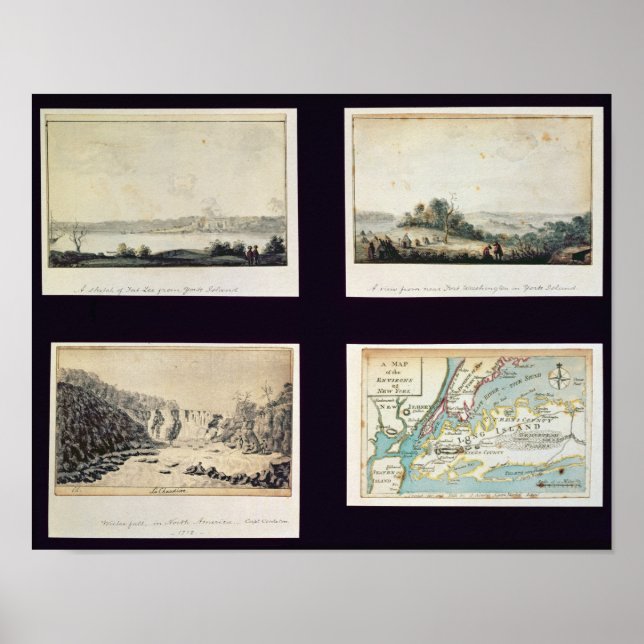 Póster Cenas da América do Norte e mapa de Nova York (Frente)