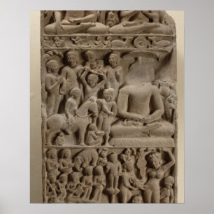 Poster Cenas da vida de Buda, Sarnath, Uttar Pradesh