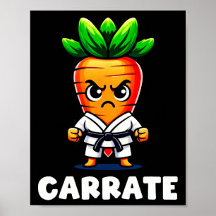 Poster Cenoura Engraçada Em Karate Gi Carrata Belt Preto 