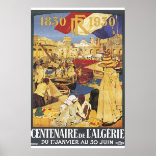 Póster Centenário de L'Algerie Viagens vintage