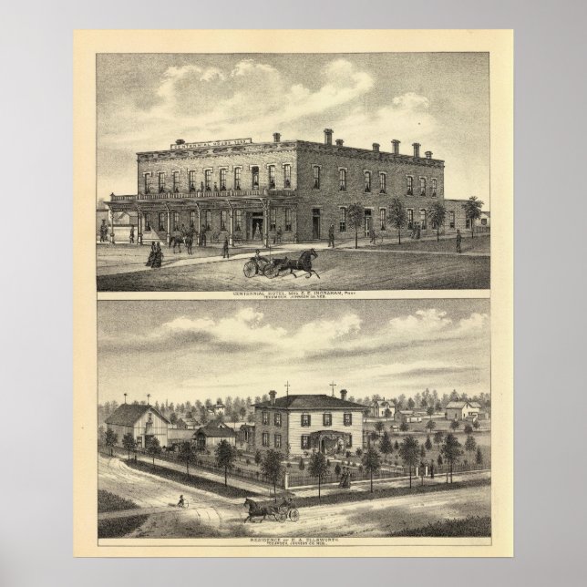 Póster Centennial Hotel, Tecumseh e Neb, Nebraska (Frente)