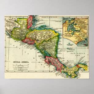 Poster Central AmericaPanoramic MapCentral America