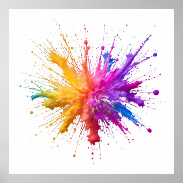 Poster Central Burst of Vibrant Colorful Powders (Frente)