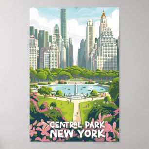 Poster Central Park New York USA Viagens vintage Place