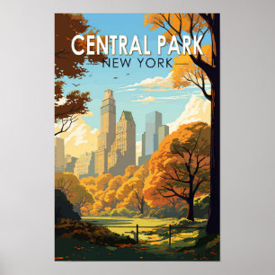 Poster Central Park New York Viagem Art Vintage