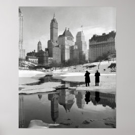 Póster Central Park Winter Scene, 1933. Vintage Photo