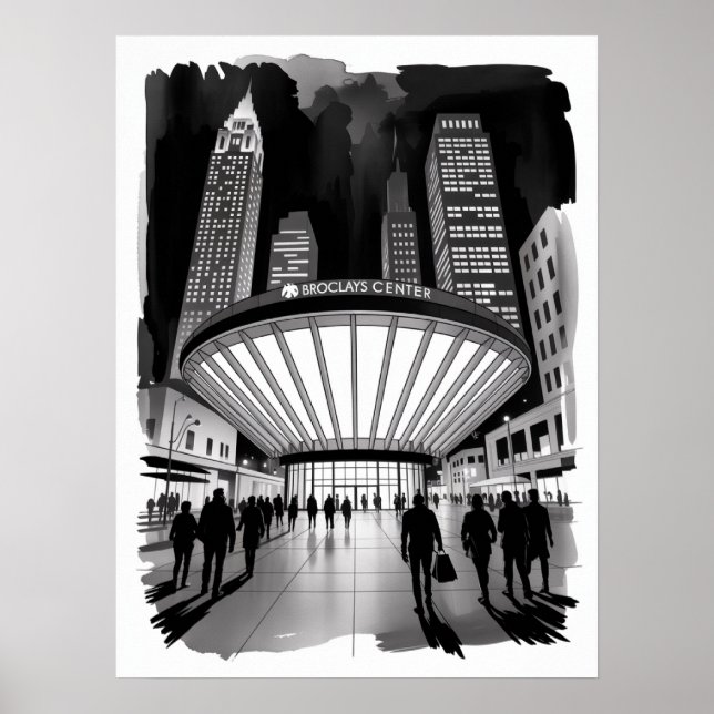 Poster Centro Barclays Brooklyn Multidão Noturna (Frente)