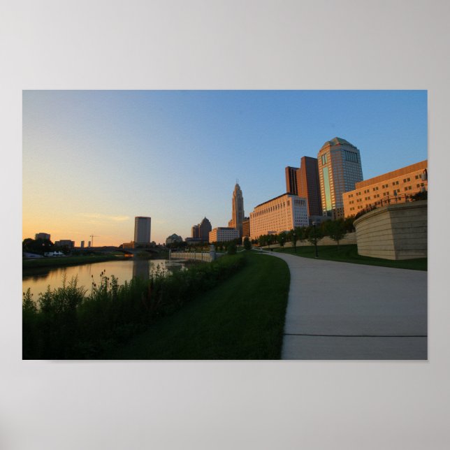 Poster Centro Columbus, Ohio, no Sunset (Frente)