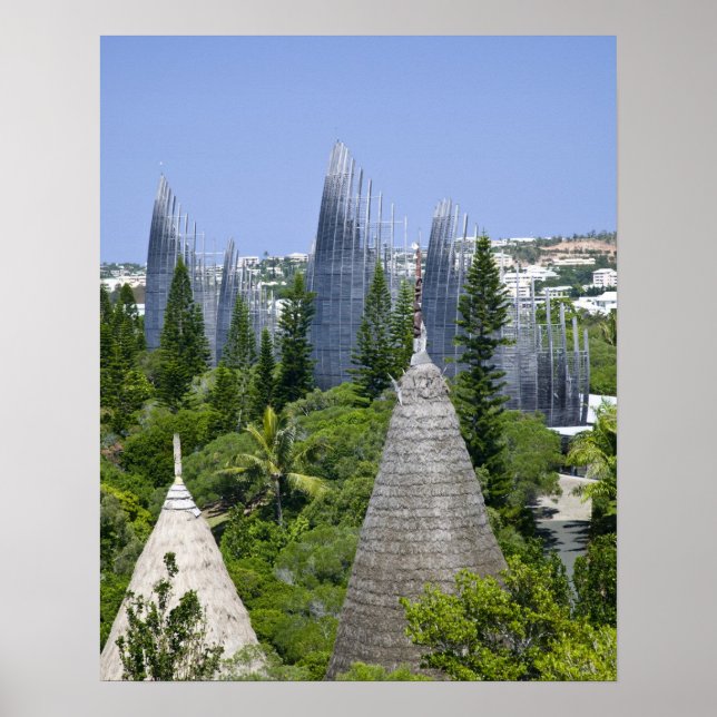 Póster Centro Cultural Tjibaou, Noumea, Nova Caledónia (Frente)