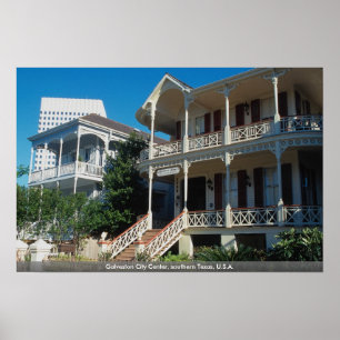 Poster Centro da cidade de Galveston, Texas do sul, EUA