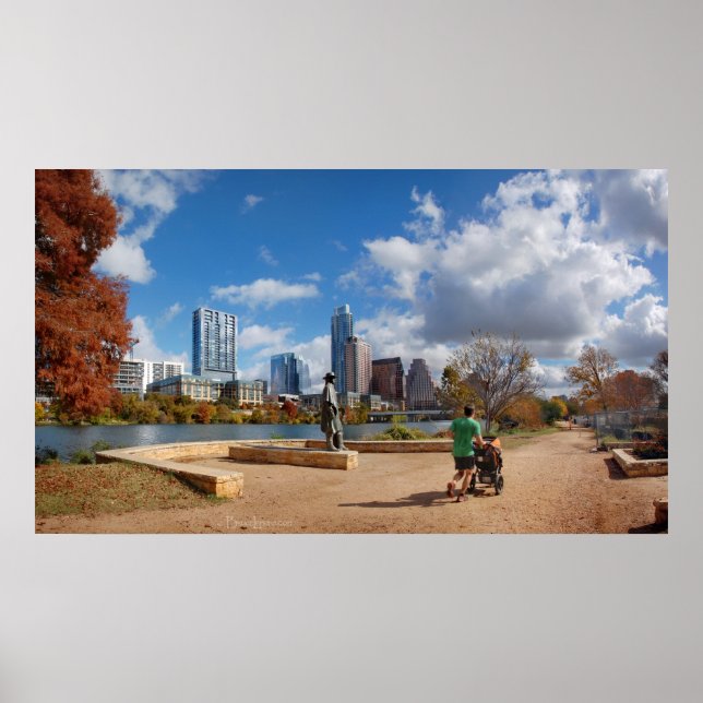Poster Centro de Austin Texas Skyline - Lago Ladybird (Frente)