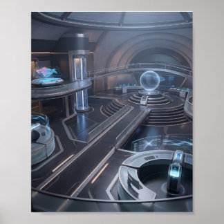 Poster Centro de Comando de Jogos Cibernéticos Futuristas