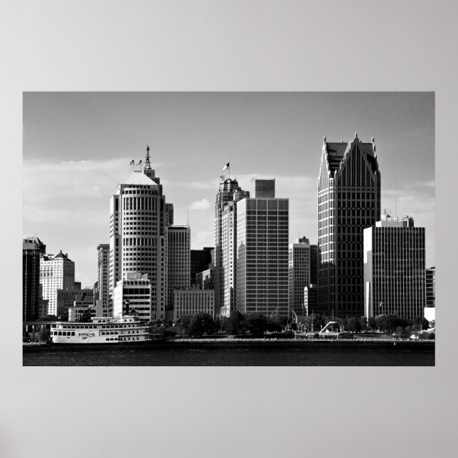 Poster Centro Detroit B/W (Frente)
