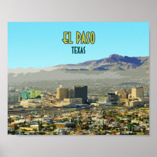 Poster Centro El Paso Mountain, Texas, Vintage