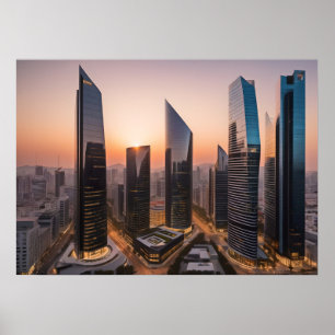 Poster Centro empresarial moderno da cidade