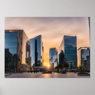 Poster Centro empresarial moderno da cidade