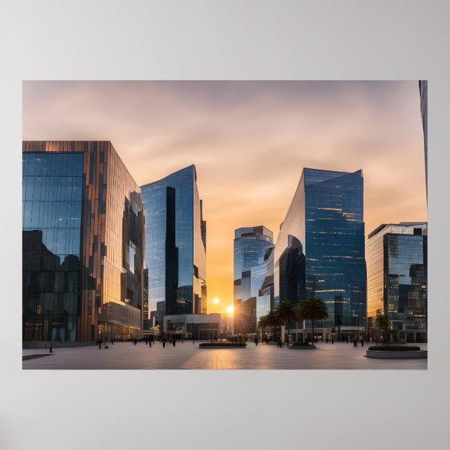 Poster Centro empresarial moderno da cidade (Frente)