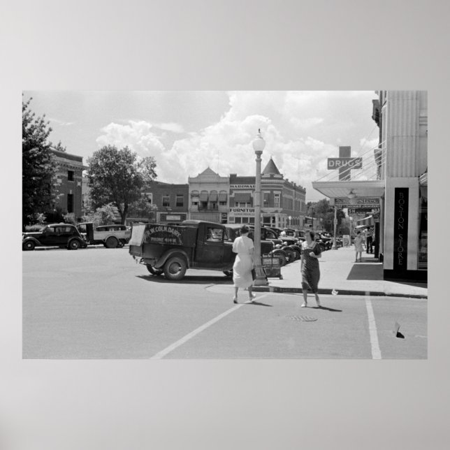 Póster Centro Fayetteville, Arkansas, anos 30 (Frente)