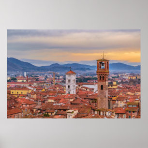 Poster Centro histórico da vista aérea de Lucca, Italia