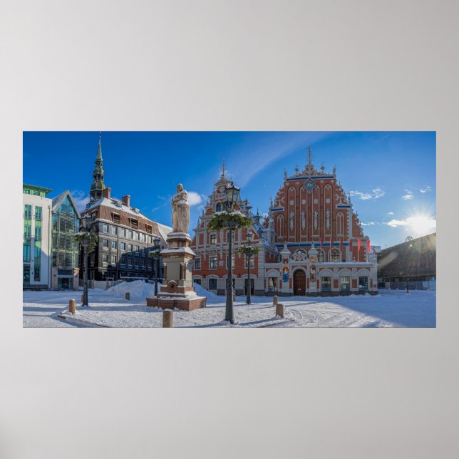 Poster Centro histórico de cidades em Riga, Letónia (Frente)