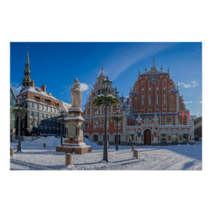 Póster Centro histórico de cidades em Riga, Letónia